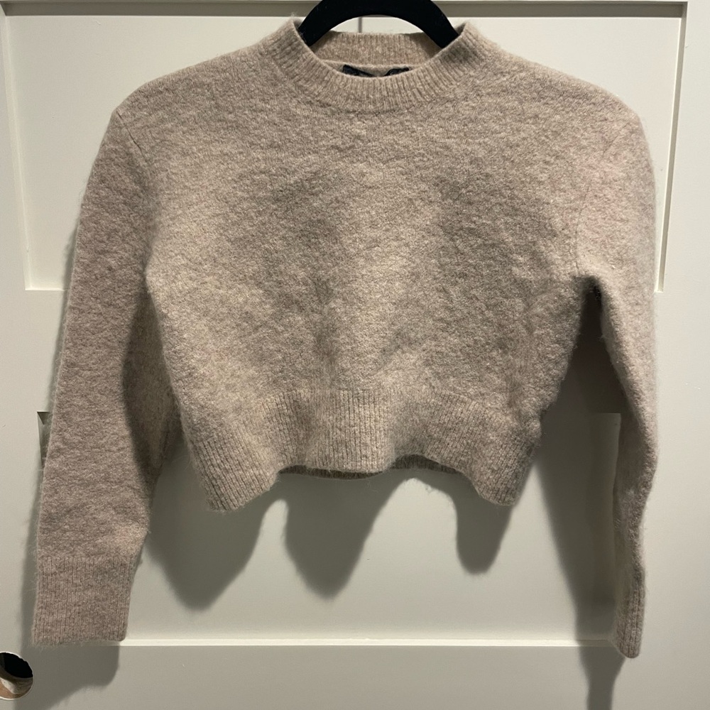 All Saints Cozy Soft Beige Women's Cropped Sweater - Picture 1 of 6